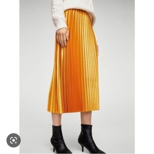 Mango metallic pleated skirt